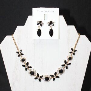 NWOT Charter Club Gold-Tone Crystal & Stone Collar Necklace Set